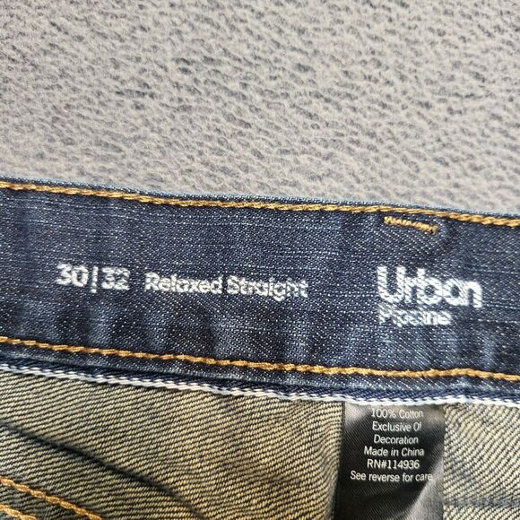 Urban Pipeline Jeans Men 30x31 Blue Denim Relaxed Straight Distressed - Picture 3 of 10